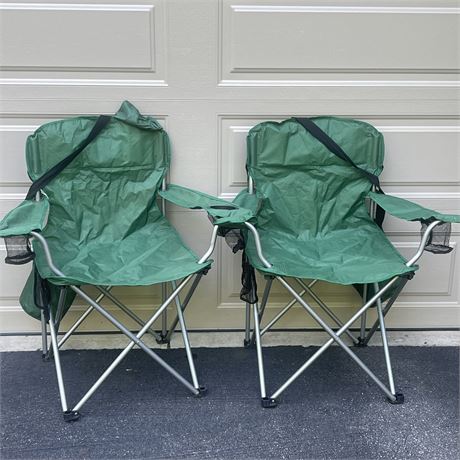 (2) Tailgate Gear Folding Lawn Chairs w/ Carry Bags