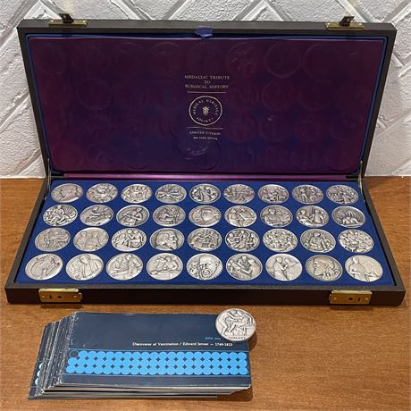 Medical Heritage Society (37) .999 Silver Medallic Surgical History w/ Folios