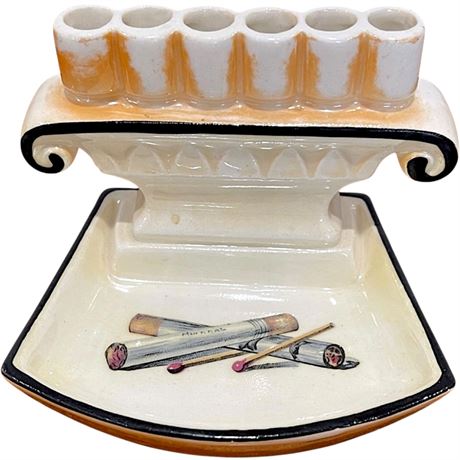 Vtg Czech Ceramic Cigarette Holding Ashtray