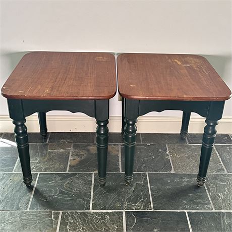 Pair of Vtg Solid Wood Side Tables