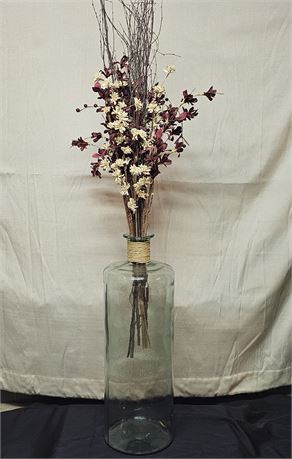 Large Glass Vase with Beautiful Floral Decor