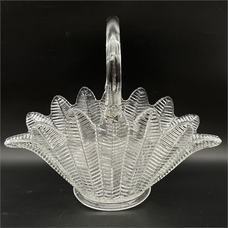 Vtg L.E. Smith Glass Herringbone Feather Basket